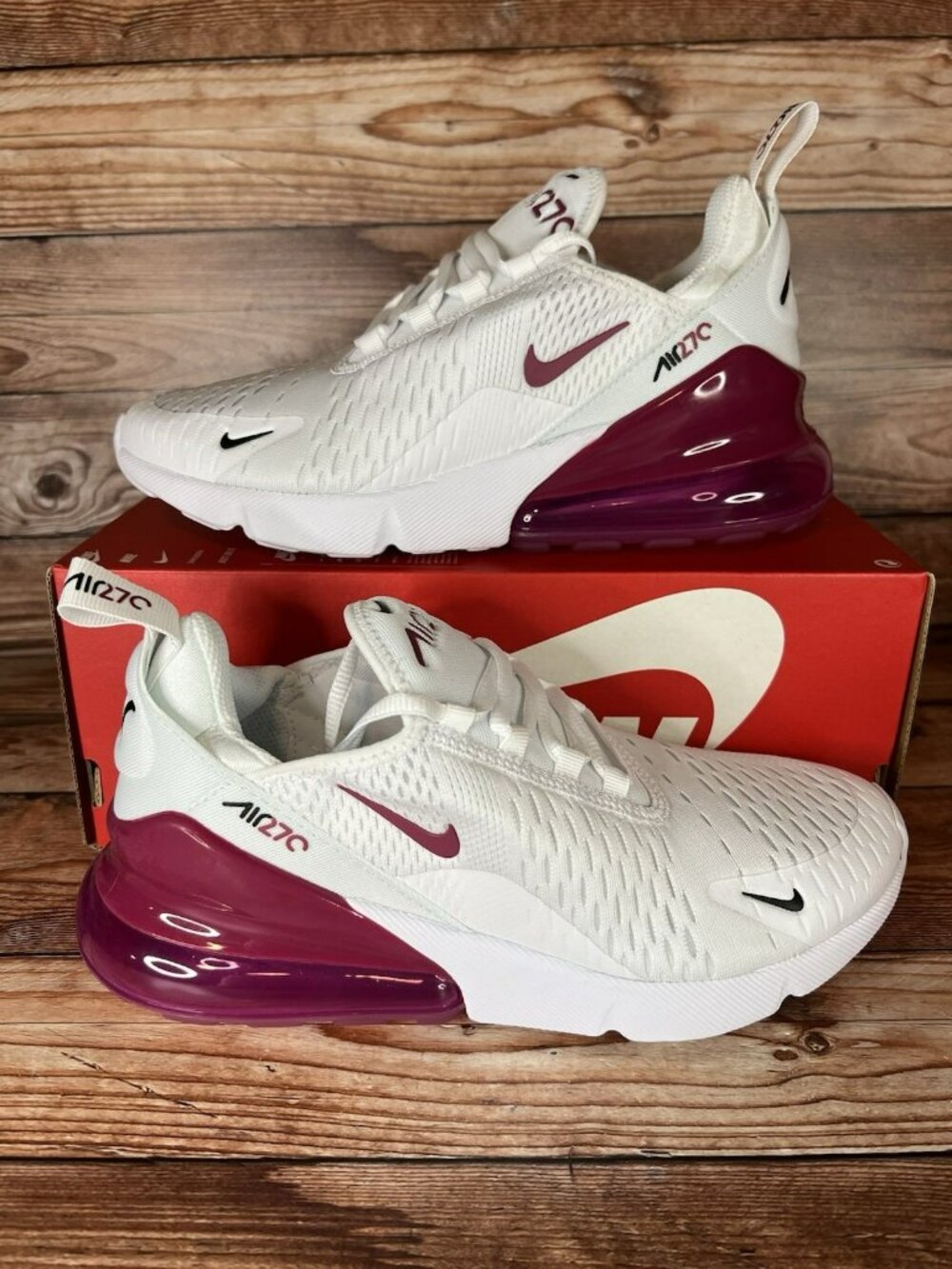 Nike Air Max 270 GS Sweet Beet White 943345-124 Youth 5.5 Women's 7 No Lid
